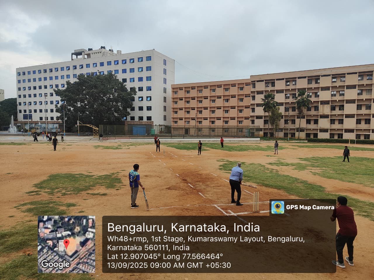 Cricket match in progress at DSI Campus Ground
