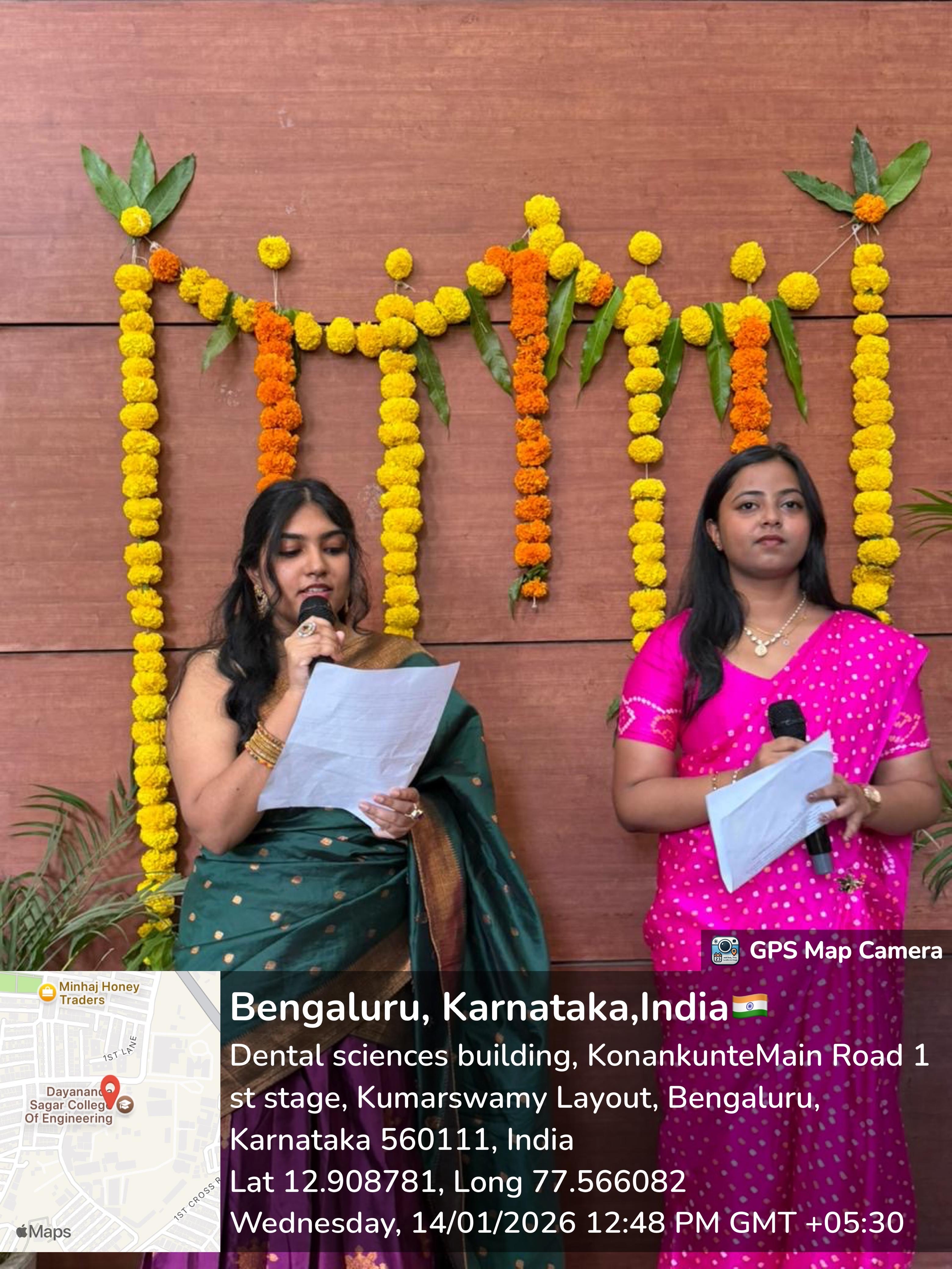 Hosts of the Makara Sankranti ceremony addressing the gathering
