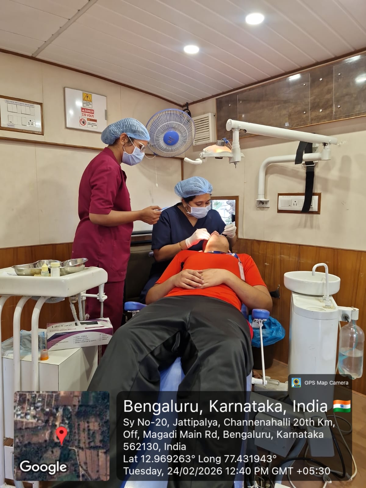 Patient undergoing dental screening
