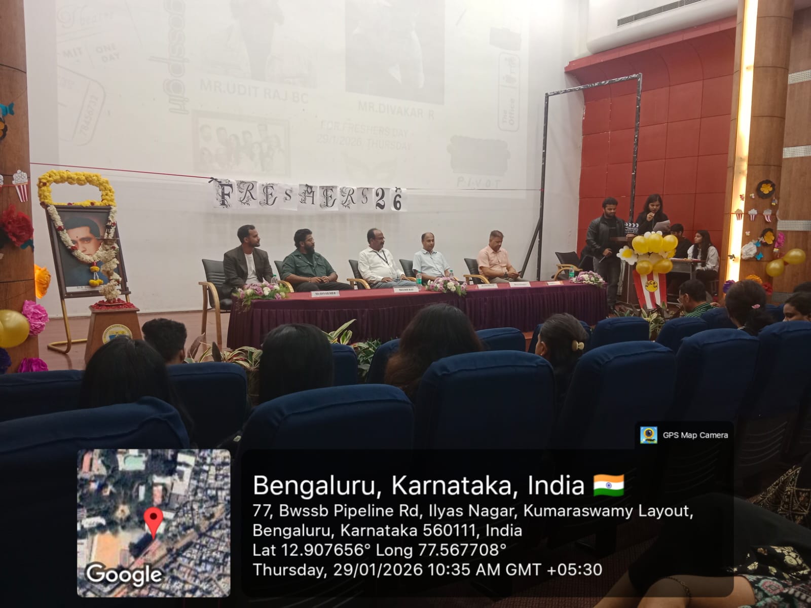 Welcoming dignitaries on the dais during Freshers Day celebration