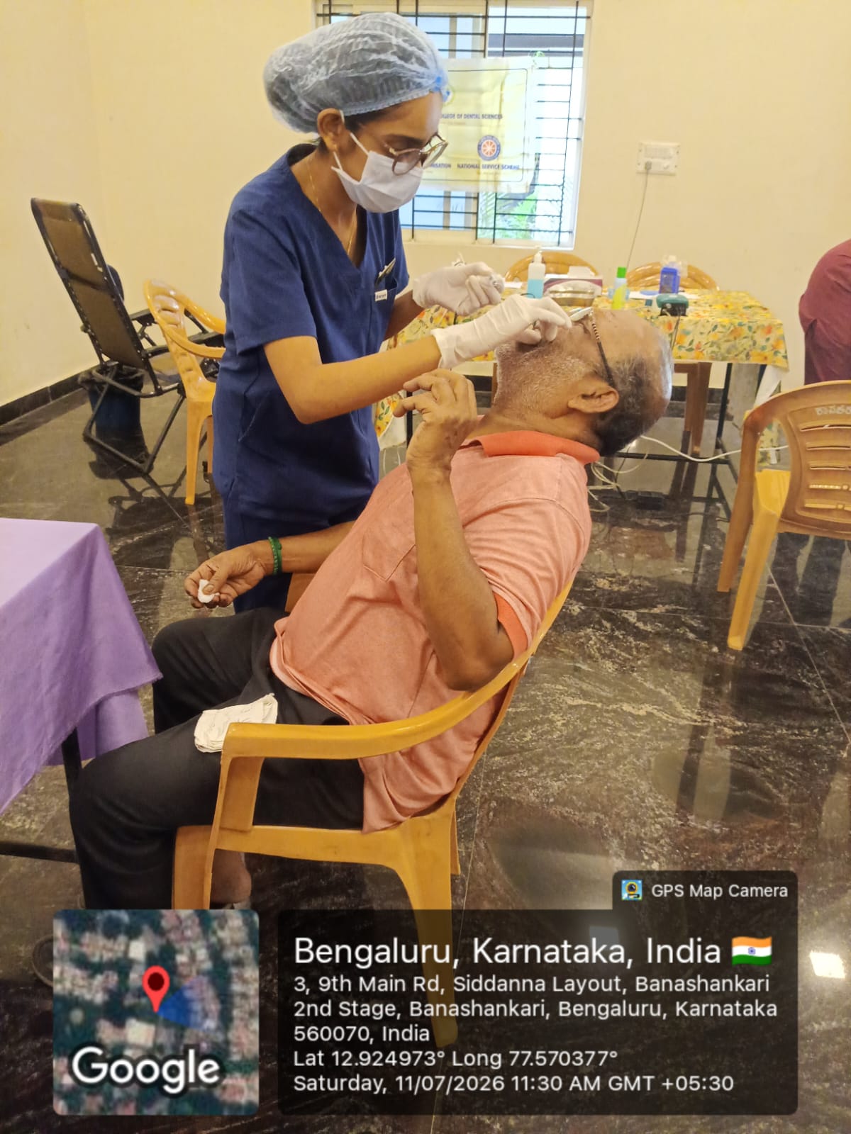 Dentist performing a dental check-up on a patient