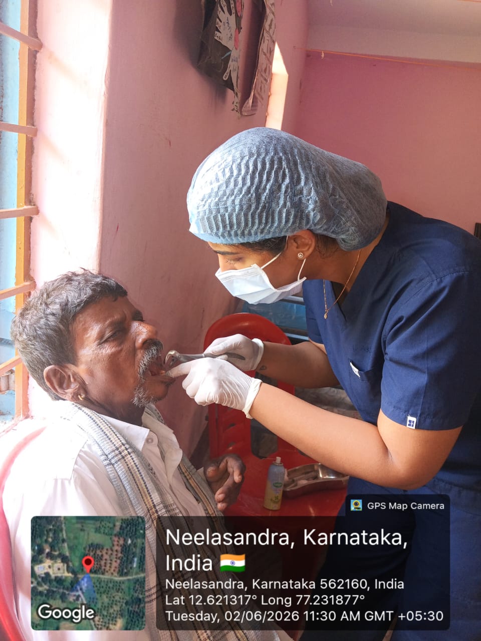 Patient undergoing dental scaling