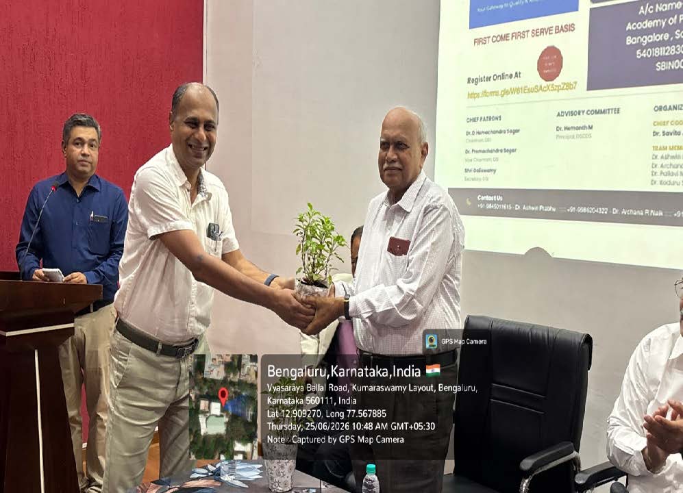 Principal welcoming the resource person - Dr Nihal Devkar