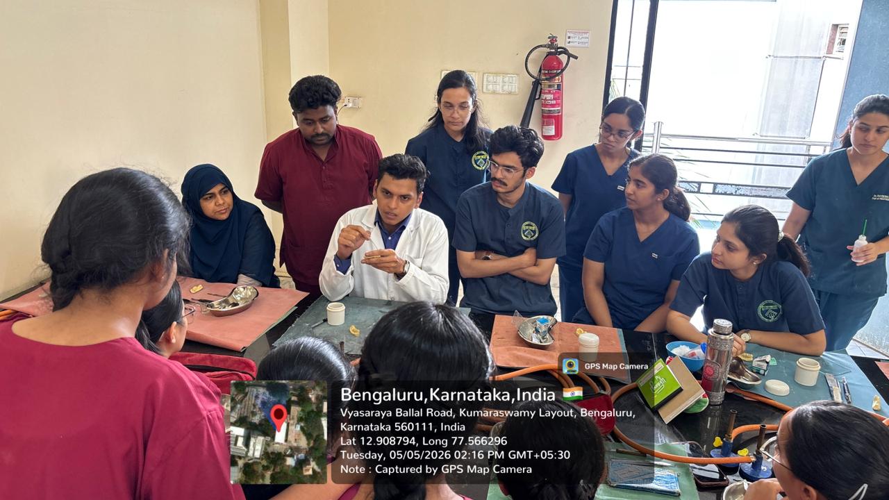 Faculty demonstrating acrylic surgical stent preparation